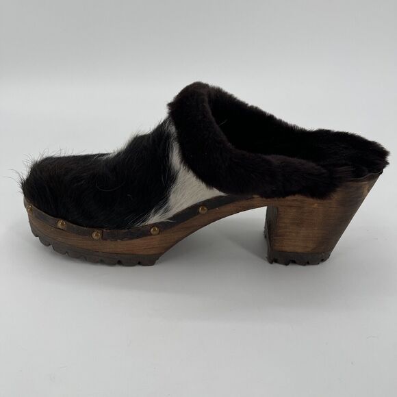 Tessa Swedish Clogs Womens‎ 40 Mountain Sole Cow Shearling Animal Print Colorado - Picture 6 of 12